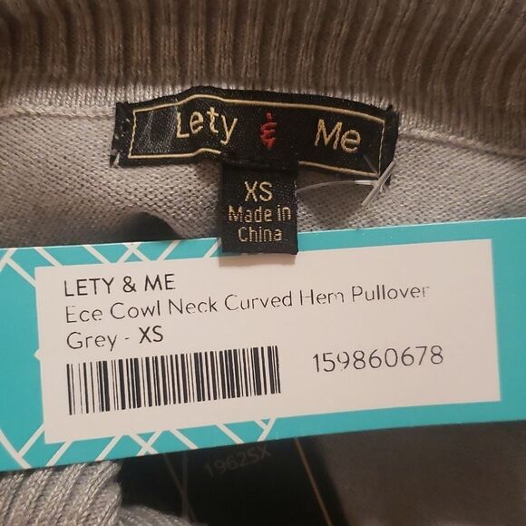 S𝅺titch Fix | Lety & Me‎ Ece Cowl Neck Curved Hern Grey Pullover Size XS NEW - Picture 3 of 4